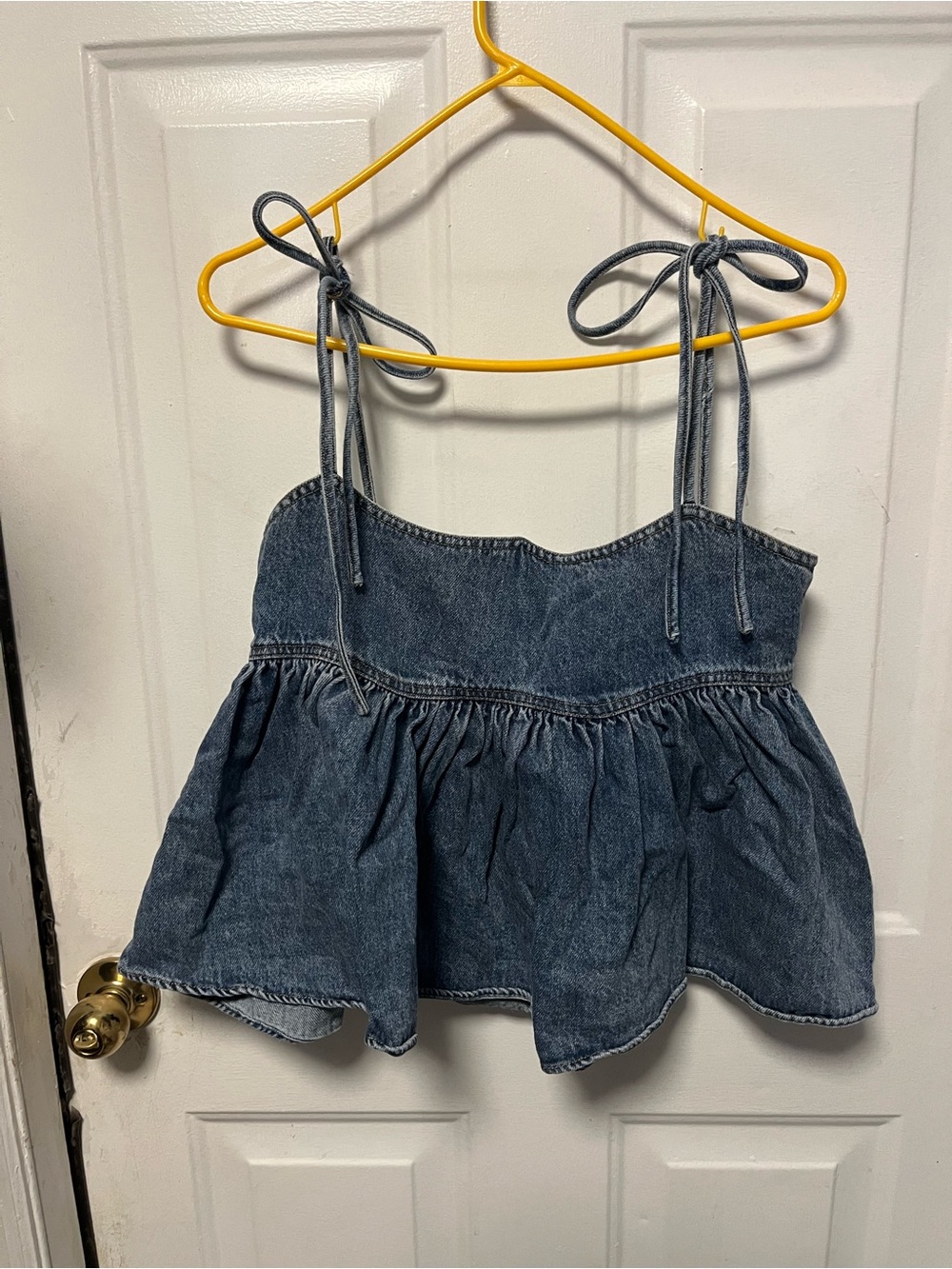 Sofie the Label Denim Peplum Crop Top - Light Blue size small
